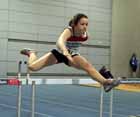Lauren Beales (Gateshead Harriers) winner of the under-13 girls 60 metres hurdles.